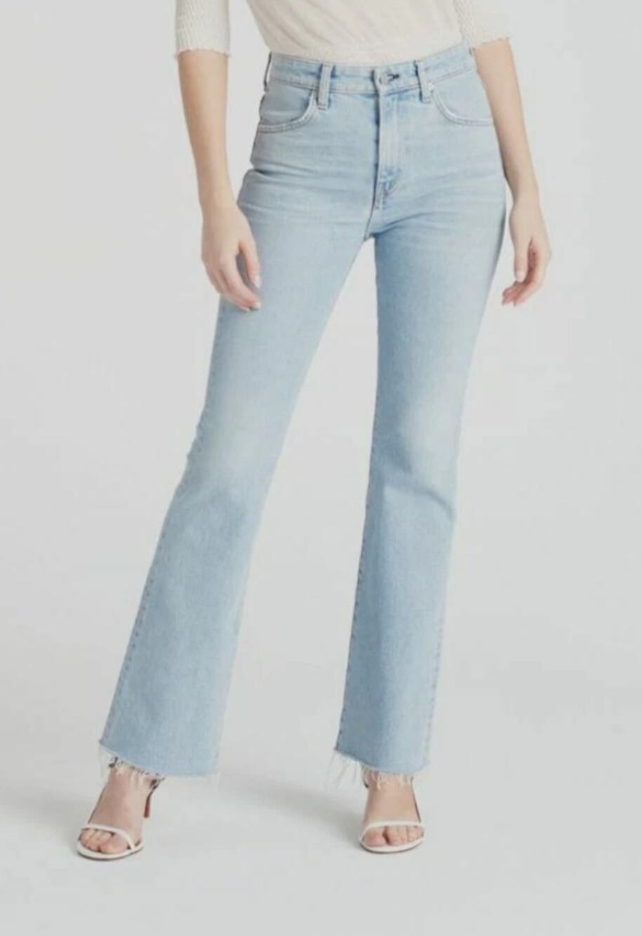 CQY Women's Hight Rise Raw Hem Boot Cut Flare Jeans in Mist Size 8 / 29